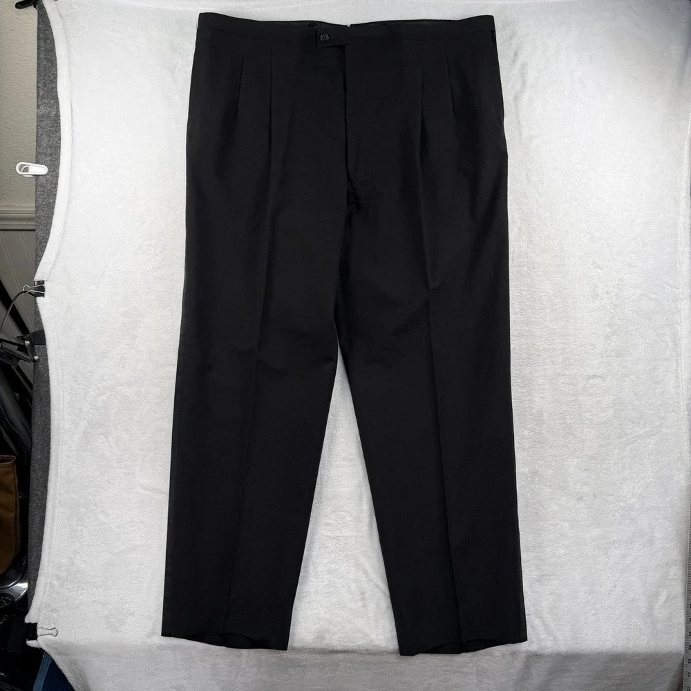 Vtg Adolfo Tuxedo Opera Suit Double Breasted 48R Pants 42x32 Satin USA 100% Wool